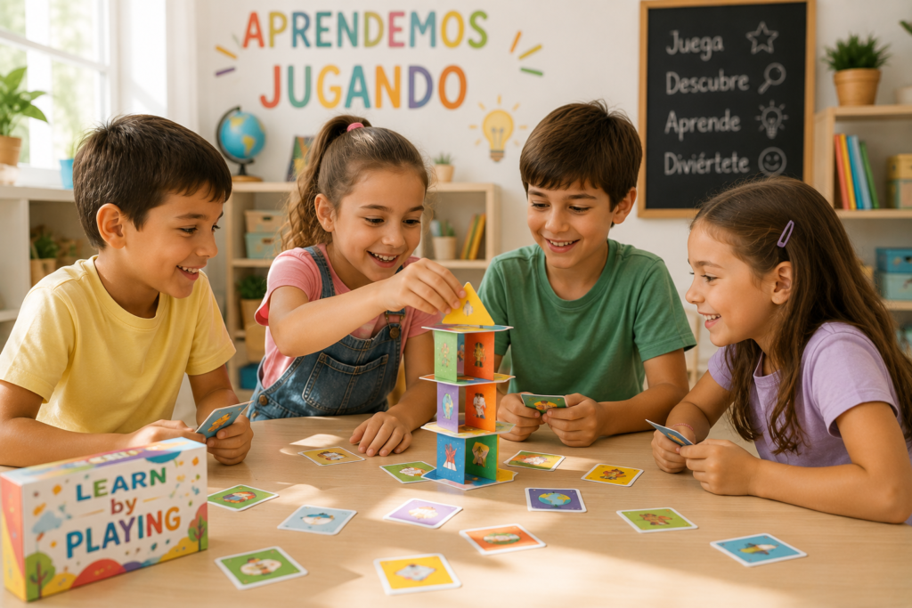 Niños aprendiendo mediante juegos educativos en un campamento de verano en Almería